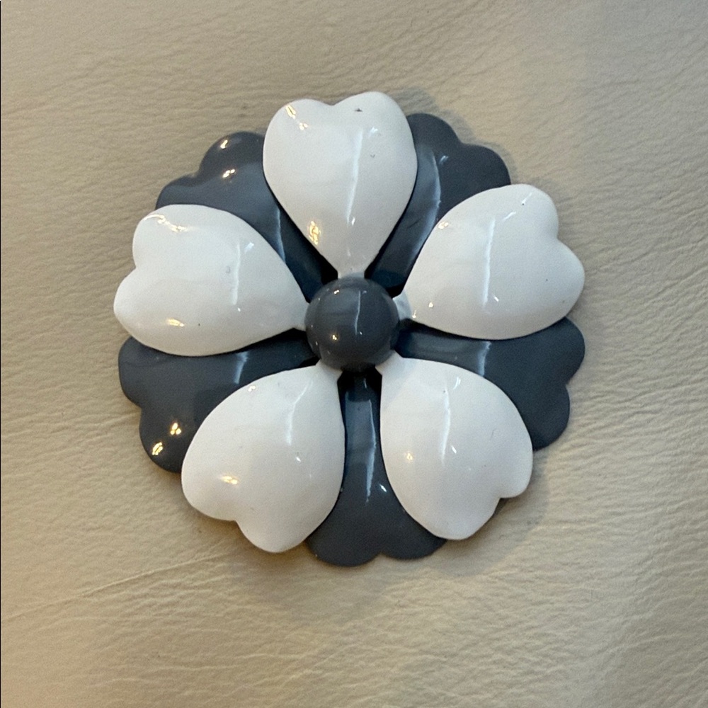St. John Enamel Heart Petal Flower Brooch Pin